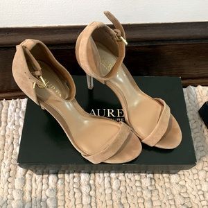 RL “barely there” nude suede sandals.